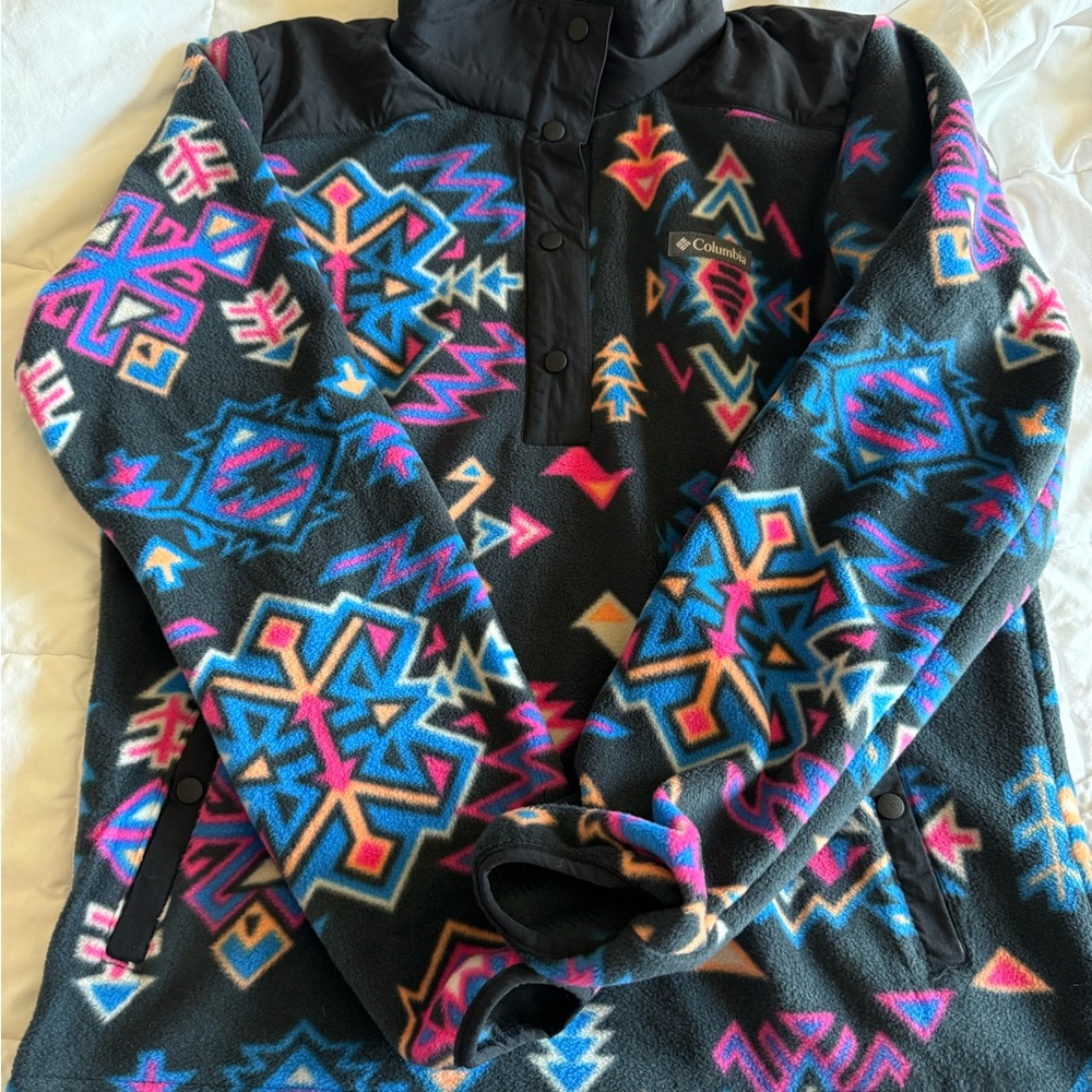 Medium Columbia Colorful Patterned Fleece Pullover
